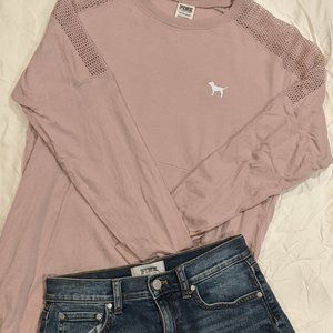 PINK Tee w/ Mesh Shoulders